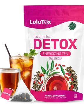 LuluTox Detox Energizing Tea - Pink & White Packaging